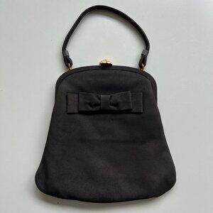 Vintage Bienen-Davis Black Suede Handbag w/Bow